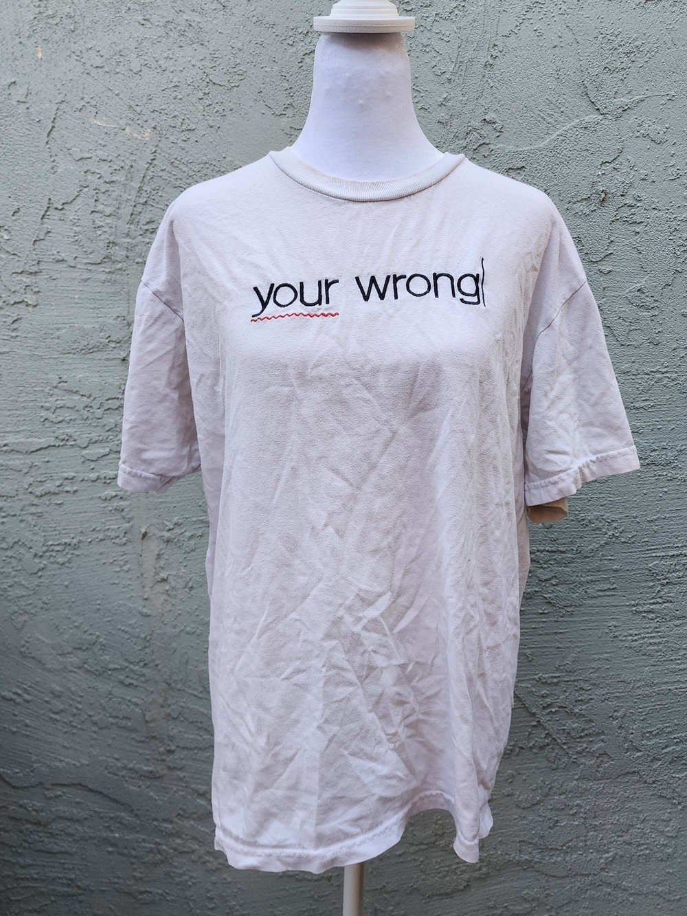 Funny Grammar Police Spell Check Your Wrong Wavy Red Line Graphic T Shirt Size L